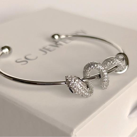Snake Bangle Silver Bracelet Luxury Bracelet Jewelry Platinum Plated - Picture 7 of 13